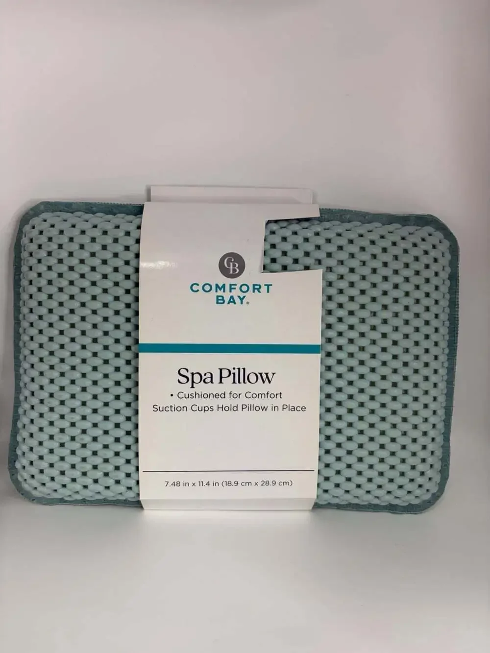 Comfort Bay Green Spa Pillow W/ Suction Cups 7.5”x11.5”